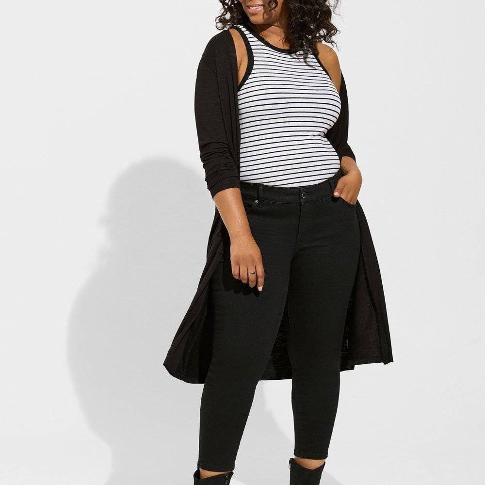 Torrid Perfect Skinny Ankle Vintage Stretch Mid-Rise Jean; Black; 12R